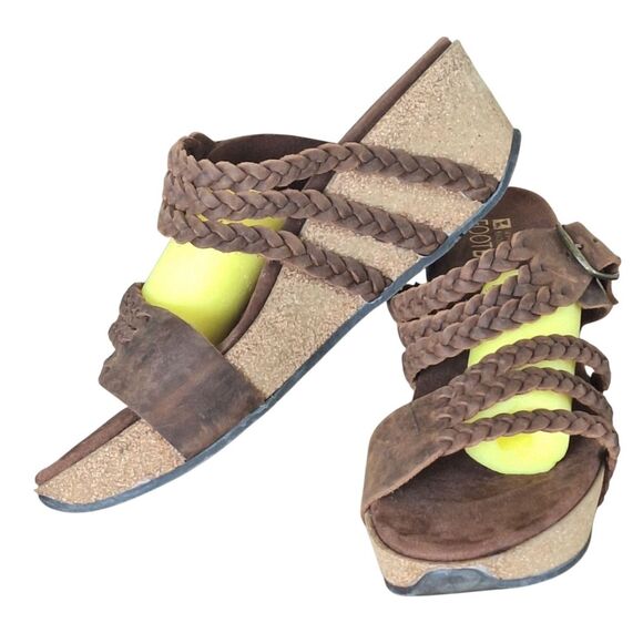 White Mountain Chantilly Comfort Slides Braided Nubuck Straps Brown 9 Sandals - Picture 4 of 16